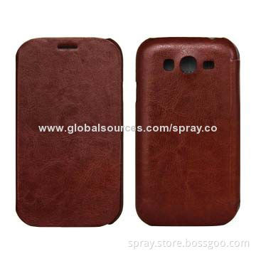 Genuine Full Leather Flip Wallet Cases/Covers for Samsung Mega 5.8, Both Back and Front